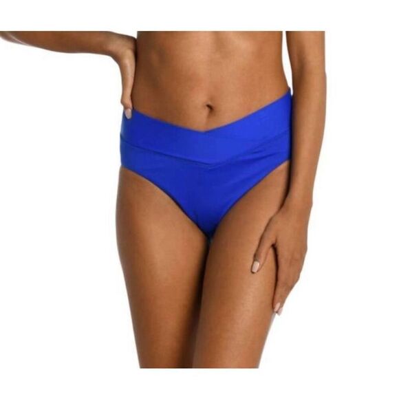 La Blanca Island Goddess Ruffle Bandeau Swimsuit- Sapphire Size 10 NWT - Picture 6 of 13